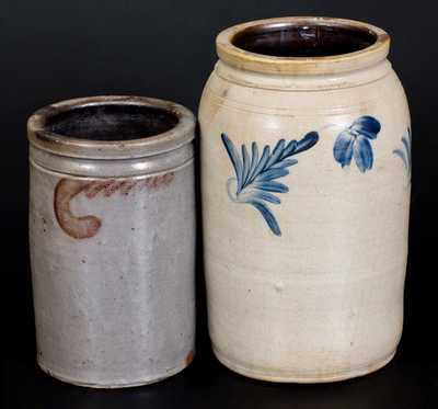 Lot of Two: Decorated Stoneware Jars, One Marked S. BELL & SON / STRASBURG, VA