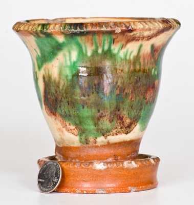 Multi-Glazed Redware Flowerpot, Strasburg, VA, circa 1890