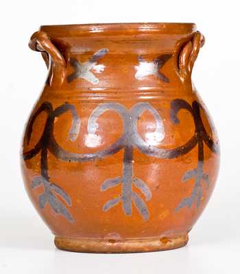 Fine Redware Jar att. David Mandeville, Circleville, NY, circa 1830