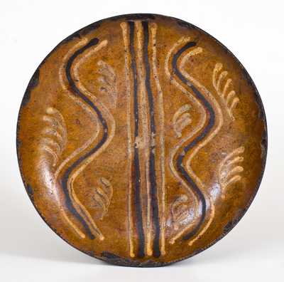 Pennsylvania Redware Charger with Two-Color Slip Decoration
