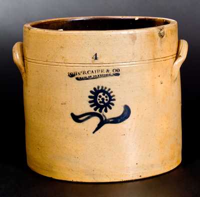 Unusual JOHN B. CAIRE (Poughkeepsie, NY) Stoneware Crock with Sunflower Decoration
