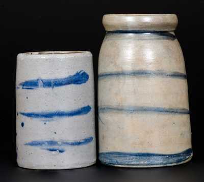 Lot of Two: Western PA Stoneware Canning Jars with Striped Decoration