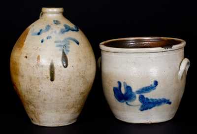 Lot of Two: F. J. CAIRE / HUNTINGTON, L.I. Stoneware Jar and Decorated Stoneware Jug