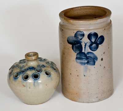 Lot of Two: Baltimore Stoneware Jar and North Carolina Stoneware Flower Frog