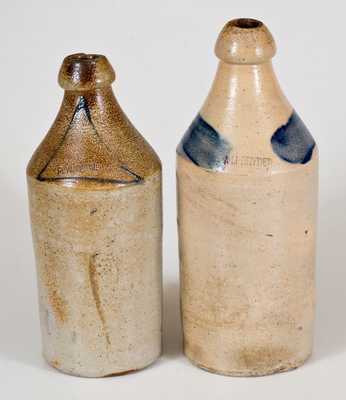 Lot of Two: Stoneware Bottles with Cobalt Decoration Impressed A. M. BRYDEN and PLYMOUTH