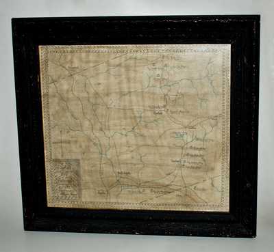 Framed Hand-Drawn Map of 