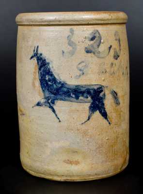 Very Rare Two-Gallon Stoneware Jar with Incised Horse Decoration, Ohio origin, circa 1870