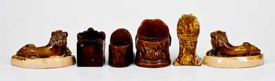 Six Pieces of Rockinghamware, American or English, 19th century