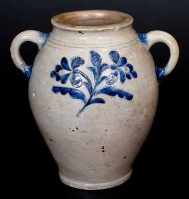 Very Fine 2 Gal. Manhattan Stoneware Jar w/ Incised Decoration, c1790