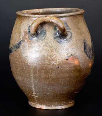 Very Unusual Early Stoneware Jar w/ Incised Leaf and Vine Decoration