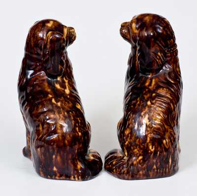 Exceptional Pair of John Bell (Waynesboro, PA) Redware Spaniel Dog Figures