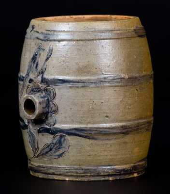 Very Fine Small Albany, NY Stoneware Keg w/ Incised Bird and Floral Design