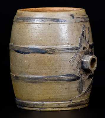 Very Fine Small Albany, NY Stoneware Keg w/ Incised Bird and Floral Design