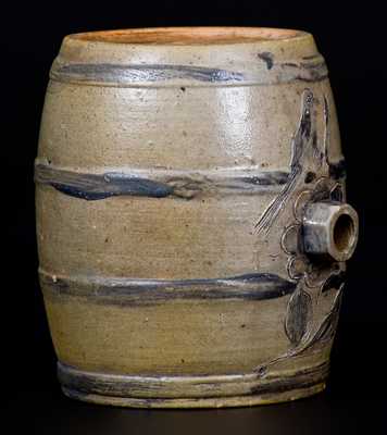 Very Fine Small Albany, NY Stoneware Keg w/ Incised Bird and Floral Design