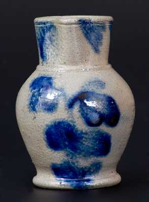 Fine Miniature Remmey, Philadelphia Stoneware Pitcher w/ Floral Decoration, c1860