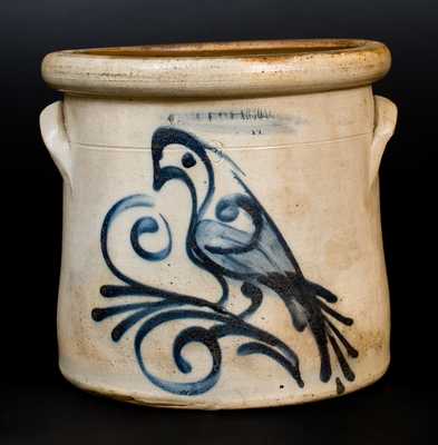 2 Gal. FLACK & VAN ARSDALE / CORNWALL, ONT. Stoneware Crock w/ Bird Design