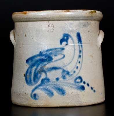 2 Gal. New York Stoneware Crock with Bird Decoration