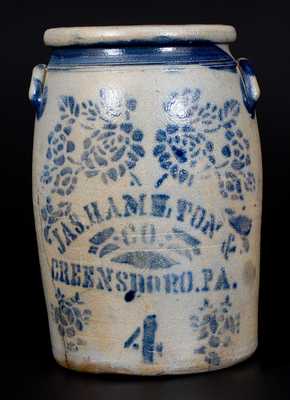 4 Gal. JAS. HAMILTON & CO. / GREENSBORO, PA Stoneware Jar