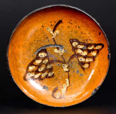 Unusual Slip-Decorated Redware Plate, Berks County, Pennsylvania