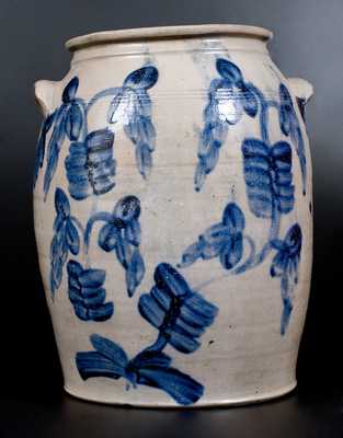 Four-Gallon Baltimore Stoneware Jar w/ Profuse Cobalt Floral Decoration
