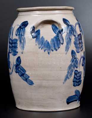 Four-Gallon Baltimore Stoneware Jar w/ Profuse Cobalt Floral Decoration