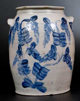 Four-Gallon Baltimore Stoneware Jar w/ Profuse Cobalt Floral Decoration