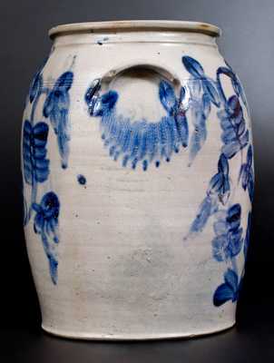 Four-Gallon Baltimore Stoneware Jar w/ Profuse Cobalt Floral Decoration