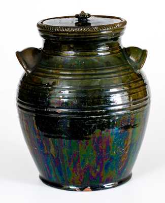 JOSEPH ENTERLINE / 1864 Copper-Glazed Redware Jar, Washington Township, Dauphin County, Pennsylvania