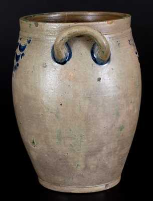 Rare DAVID MORGAN / NEW YORK Stoneware Jar with Impressed Hearts and Swag Decoration