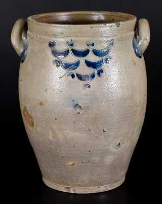 Rare DAVID MORGAN / NEW YORK Stoneware Jar with Impressed Hearts and Swag Decoration
