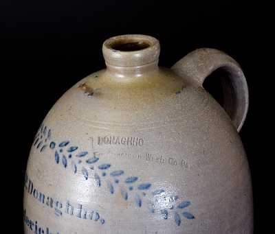 Fine A. P. DONAGHHO / FREDERICKTOWN, PA Stoneware Jug w/ Eagle and Impressed Mark