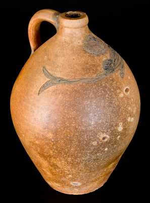 Outstanding J. DUNTZE / NEW-HAVEN Stoneware Jug w/ Incised Fish Decoration