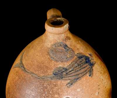 Outstanding J. DUNTZE / NEW-HAVEN Stoneware Jug w/ Incised Fish Decoration