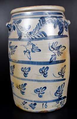 Rare and Outstanding 16 Gal. Stoneware Jar att. D. G. Thompson, Morgantown, WV