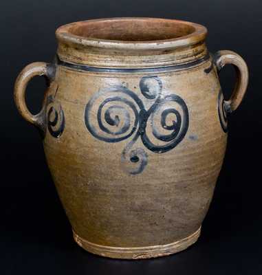 18th Century Stoneware Jar with Watchspring Decoration, NY or NJ