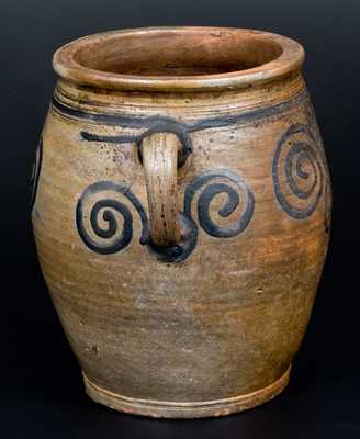 18th Century Stoneware Jar with Watchspring Decoration, NY or NJ