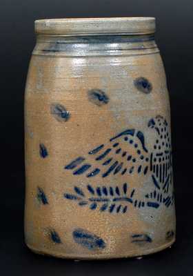 Very Fine att. S.H. Ward, West Brownsville, PA Stoneware Eagle Jar