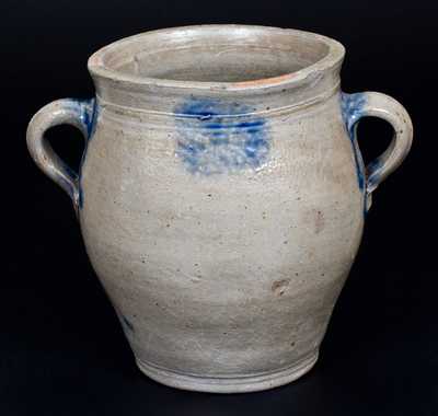 18th Century Stoneware Jar w/ Vertical Handles, New York City origin