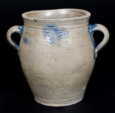 18th Century Stoneware Jar w/ Vertical Handles, New York City origin