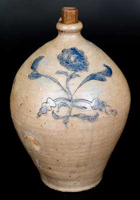 3 Gal. Stoneware Jug with Elaborate Incised Floral Decoration