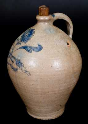 3 Gal. Stoneware Jug with Elaborate Incised Floral Decoration