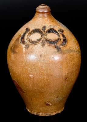 Stoneware Jug w/ Manganese Federal Drape Design, probably Warne & Letts, South Amboy, NJ