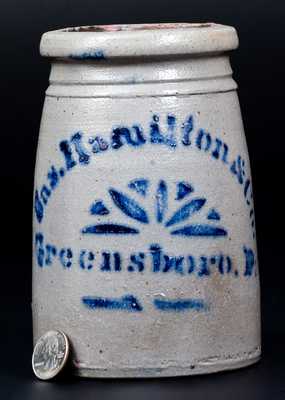 Fine 6-Inch "Jas. Hamilton & Co. / Greensboro, Pa." Stoneware Canning Jar
