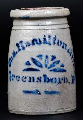 Fine 6-Inch "Jas. Hamilton & Co. / Greensboro, Pa." Stoneware Canning Jar