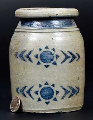6-Inch Greensboro, PA Stoneware Canning Jar with Stenciled Sun Decoration