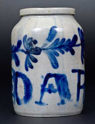 Very Unusual 1/2 Gal. Philadelphia Stoneware Jar Inscribed "DARK BLUE"