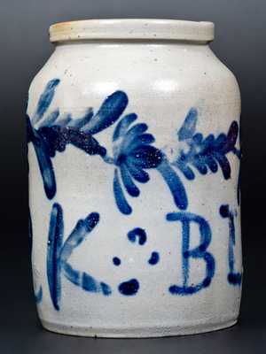 Very Unusual 1/2 Gal. Philadelphia Stoneware Jar Inscribed "DARK BLUE"