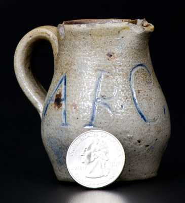 Unusual Miniature Stoneware Pitcher Inscribed "A B C"