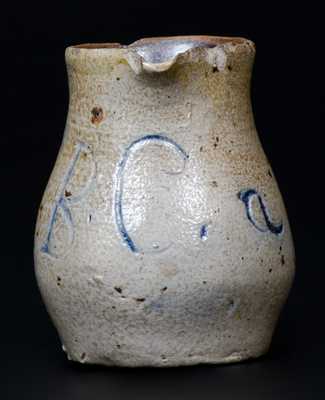 Unusual Miniature Stoneware Pitcher Inscribed 