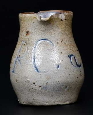 Unusual Miniature Stoneware Pitcher Inscribed "A B C"